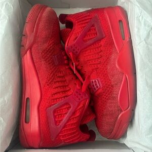All-Red Knit Jordan 4 Retro Sneakers
